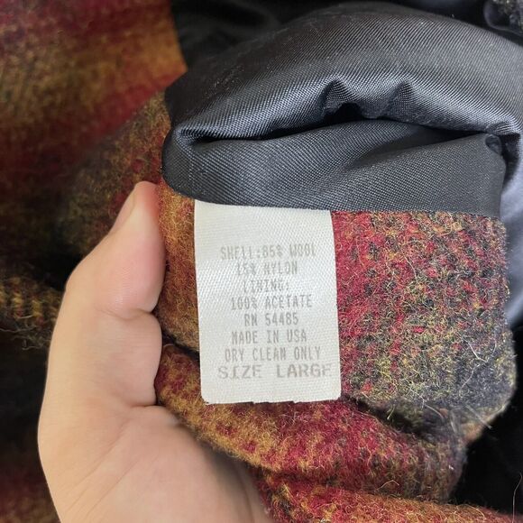 Vtg AMERICAN EAGLE Women's Red Buffalo Plaid Wool Western Coat Made In USA Sz L - Picture 5 of 5